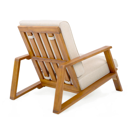 Youssef Patio Lounge Chair, Outdoor Club Chair with Beige Cushion