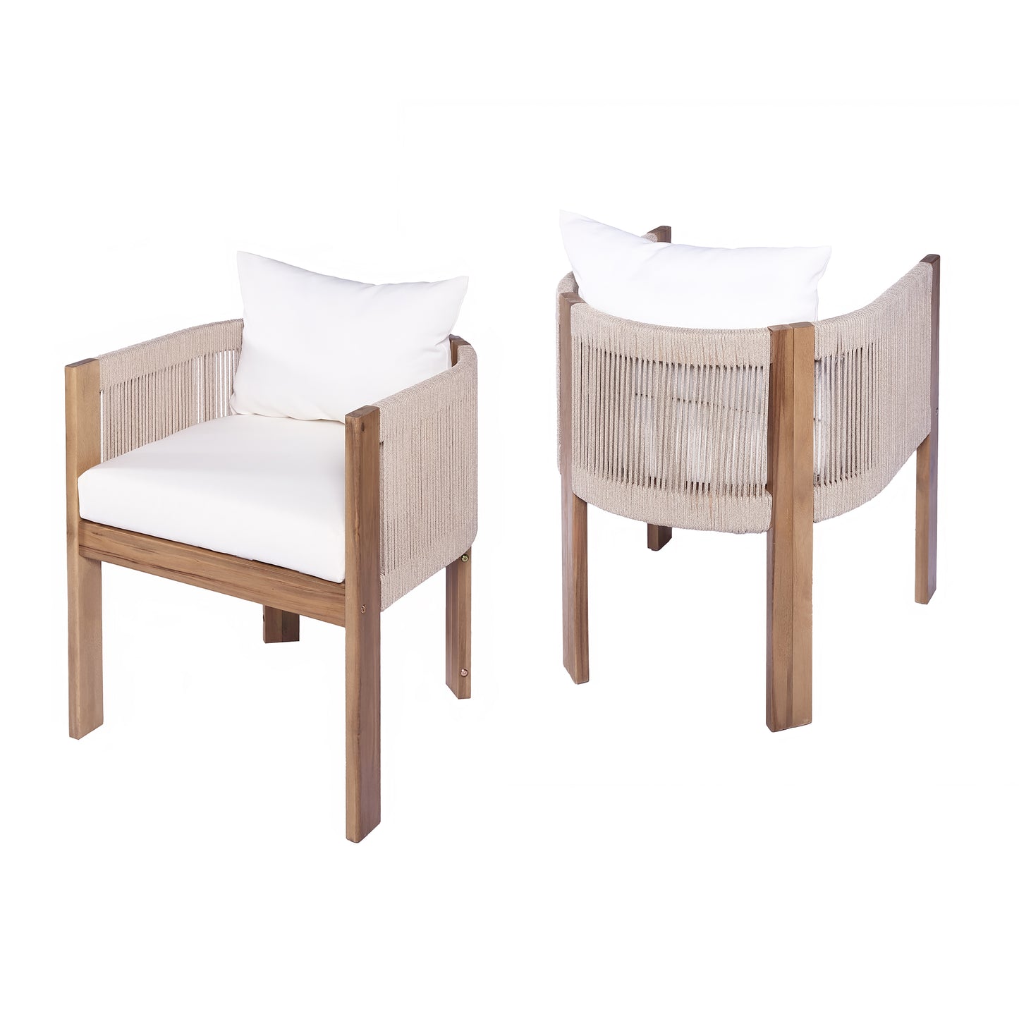 Matera Modern Wood Patio Dining Chair (Set of 2)