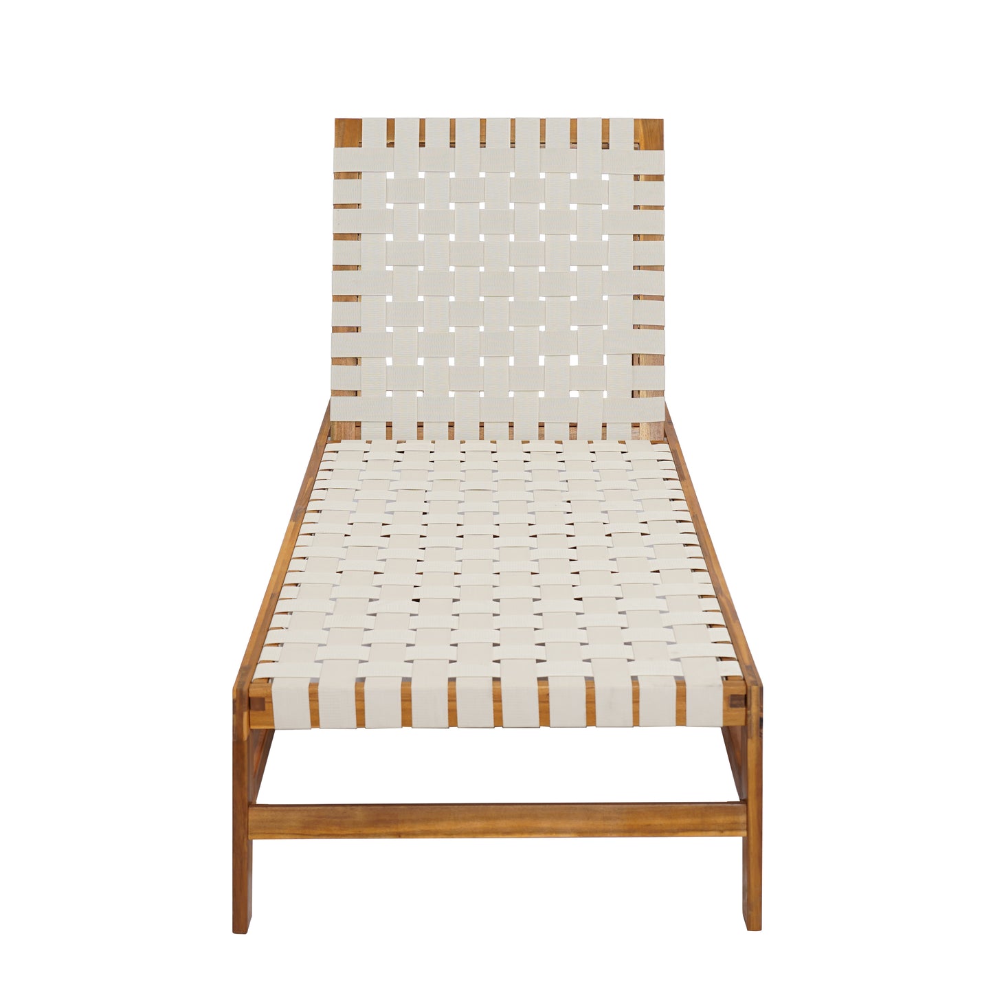 Rionaris Outdoor Acacia Wood Rope Chaise Lounge Adjustable 4-Position Recliner