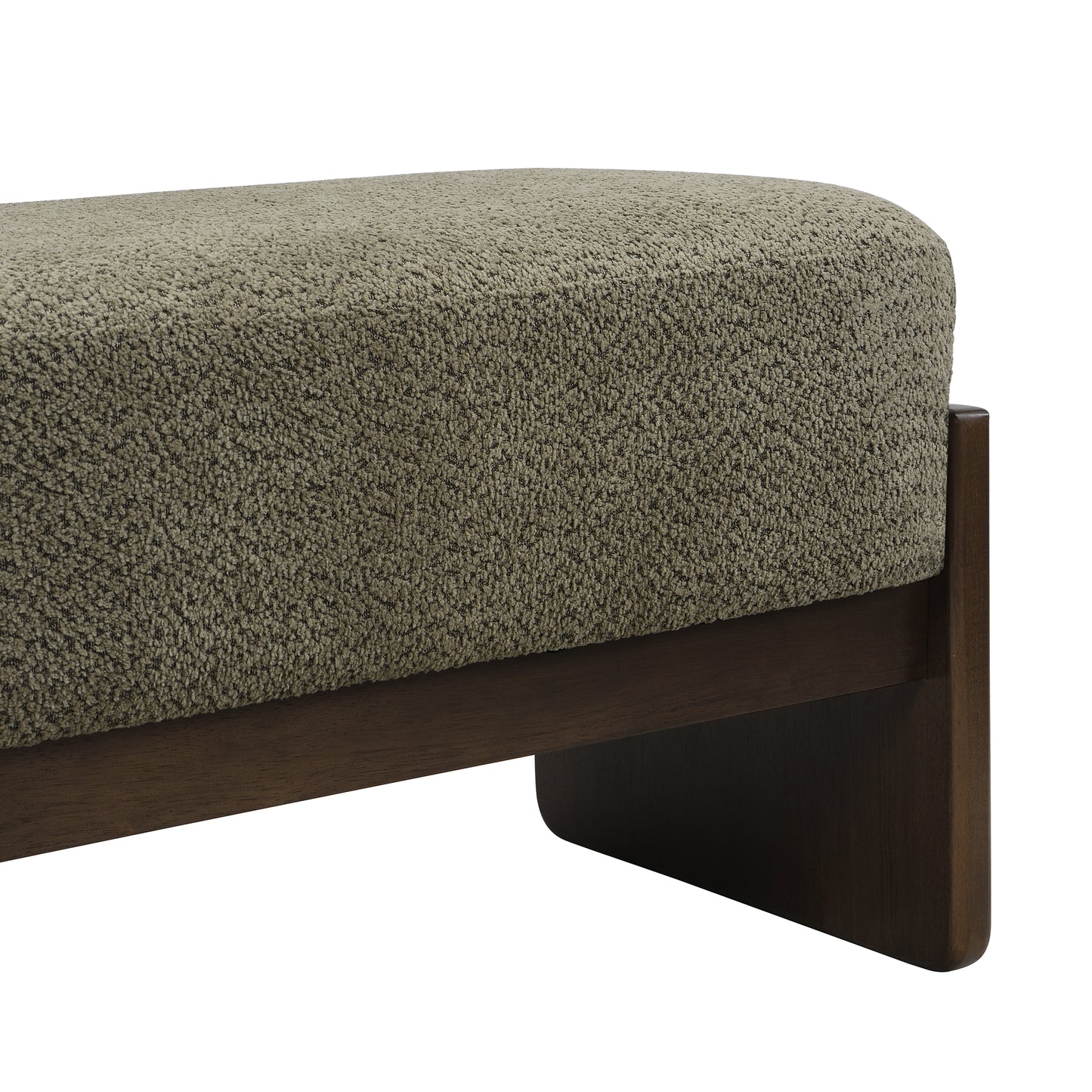 Sorena Modern Upholstered Loop Yarn Ottoman, Solid Wood