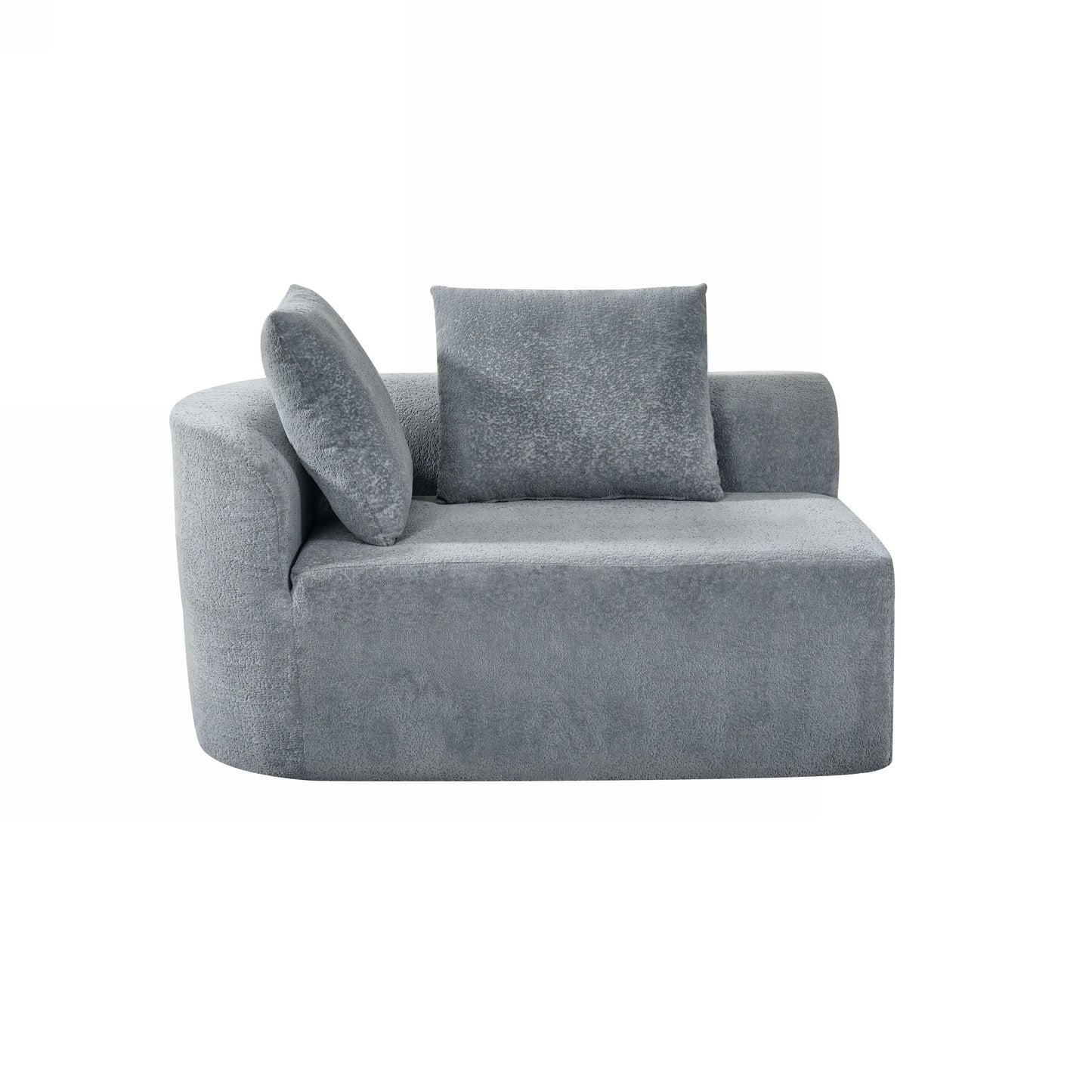 Orellar 116" Modern Curved Sectional Sofa with High-Density Fully Compressed Sponge and Chaise Lounge, Pearl Upholstery