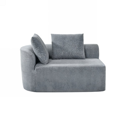 Orellar 116" Modern Curved Sectional Sofa with High-Density Fully Compressed Sponge and Chaise Lounge, Pearl Upholstery
