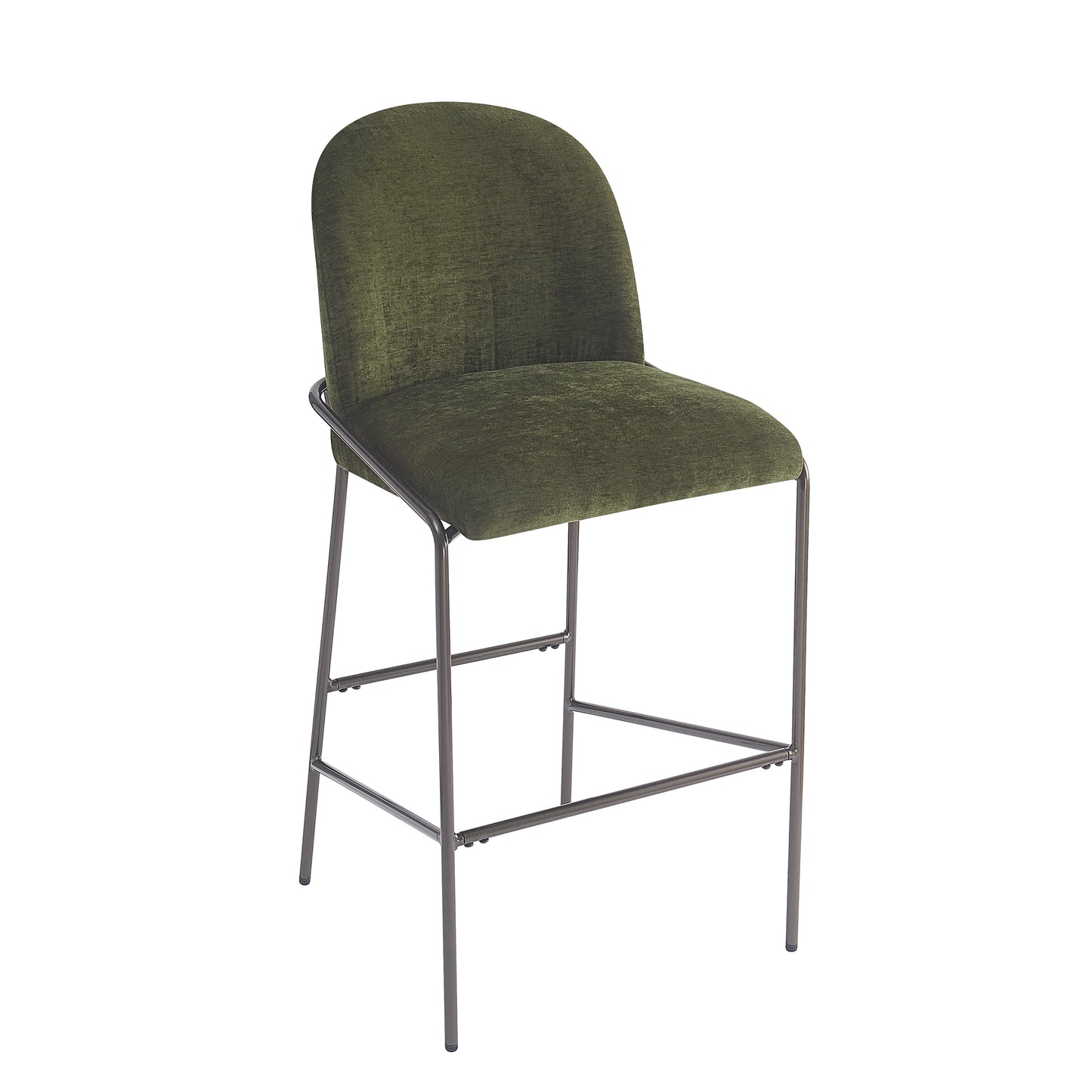 Galence Indoor Metal Upholstered Barstool, Antique Bronze Finish Frame, Set of 2