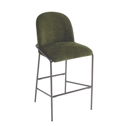 Galence Indoor Metal Upholstered Barstool, Antique Bronze Finish Frame, Set of 2