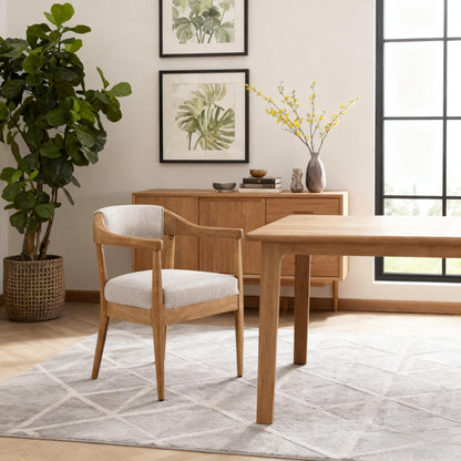 Thalar Wood Frame Upholstered Dining Armchairs with Curved Backrest (Set of 2)