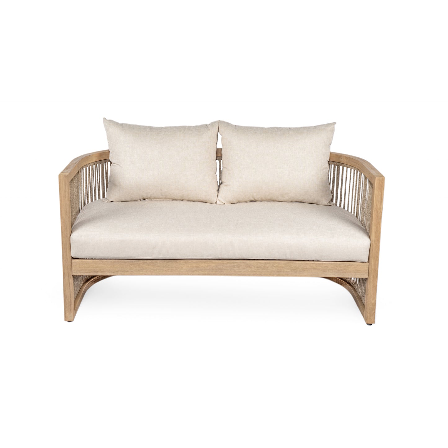 Maelrik 54.4'' Outdoor Acacia Wood Loveseat with Cushions