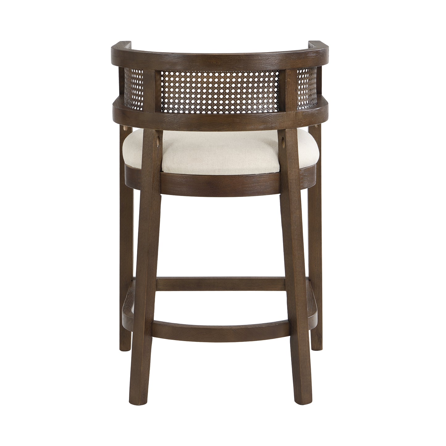 Isidore Wood And Rattan Upholstered Arm Counter Stools,Set of 2