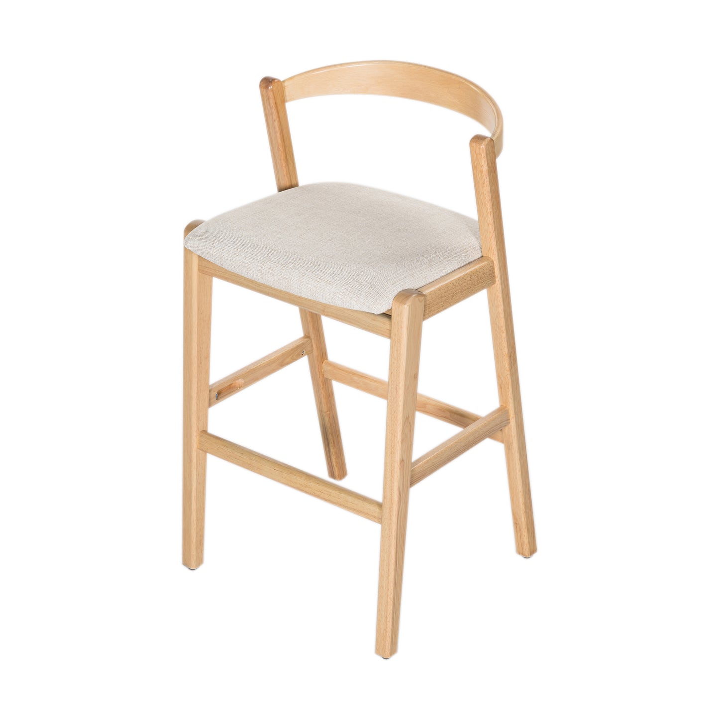 Balman Indoor Rubberwood Barstool,Beige Upholstery, Set of 2