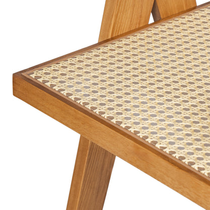 Lomiare Modern Minimalist Bar Stool with Cane Seat, Solid Wood Frame