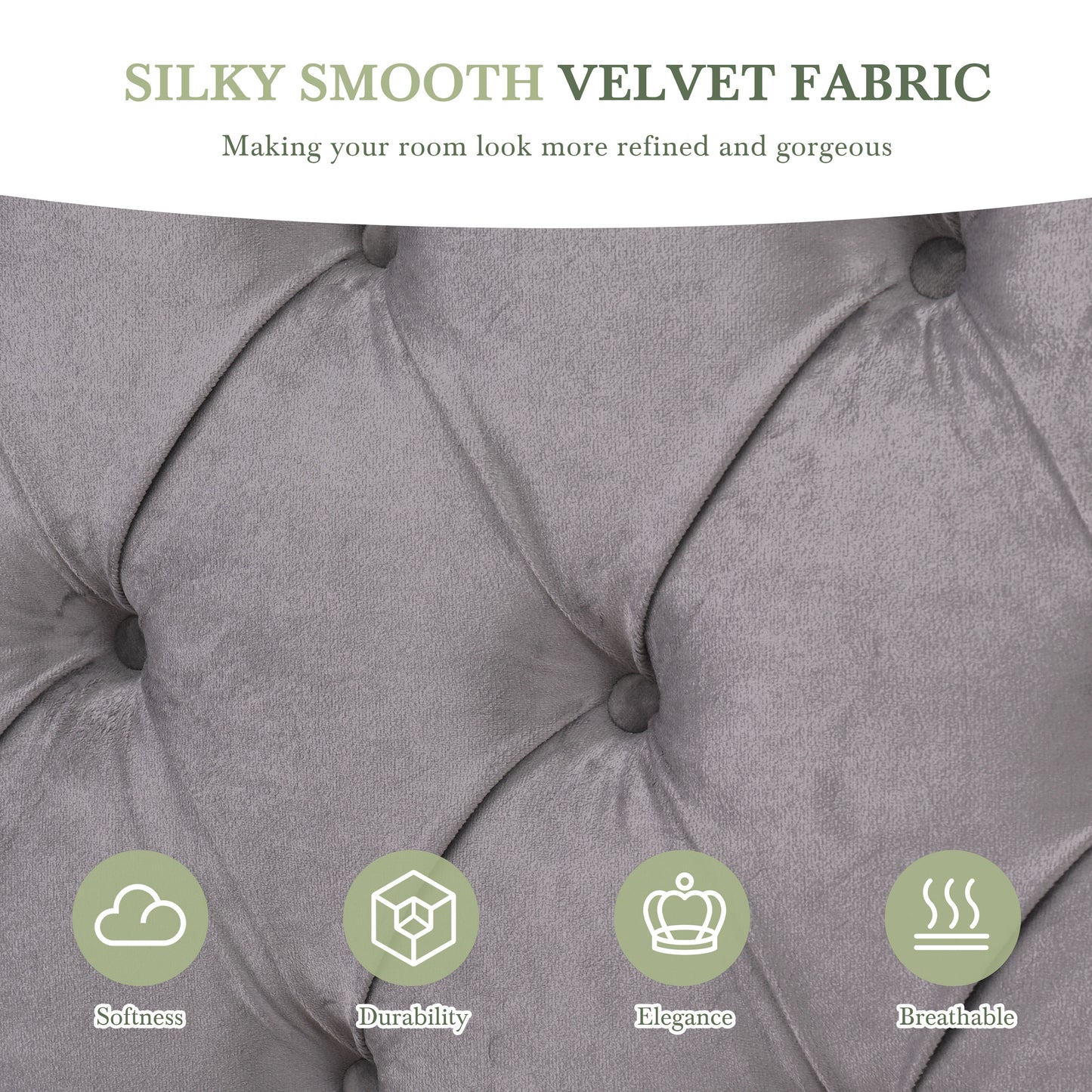 Meridia Platform Bed with Headboard, Modern Velvet Upholstered Platform Bed with 2 Nightstands, with diamond tufted