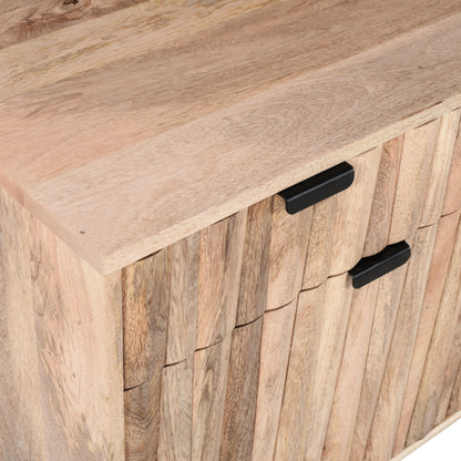 Jaspar Modern 18 in. Rustic Natural Wood Decorative Cabinet with 2 Drawers, 2 Doors