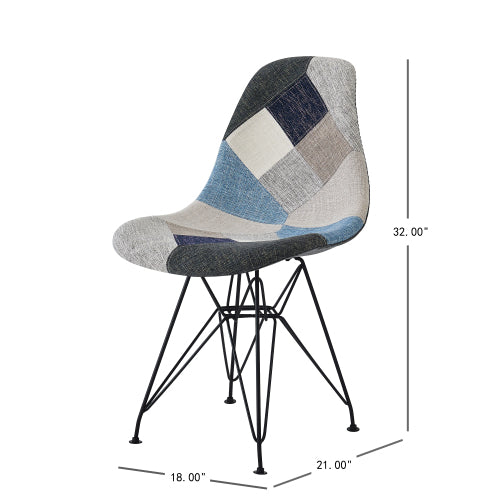 Cassius Multi-Color Patchwork Fabric Accent Chair (Set of 2)