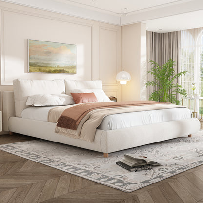 Maeve Upholstered Platform Bed with Two Removable Pillow Headboard