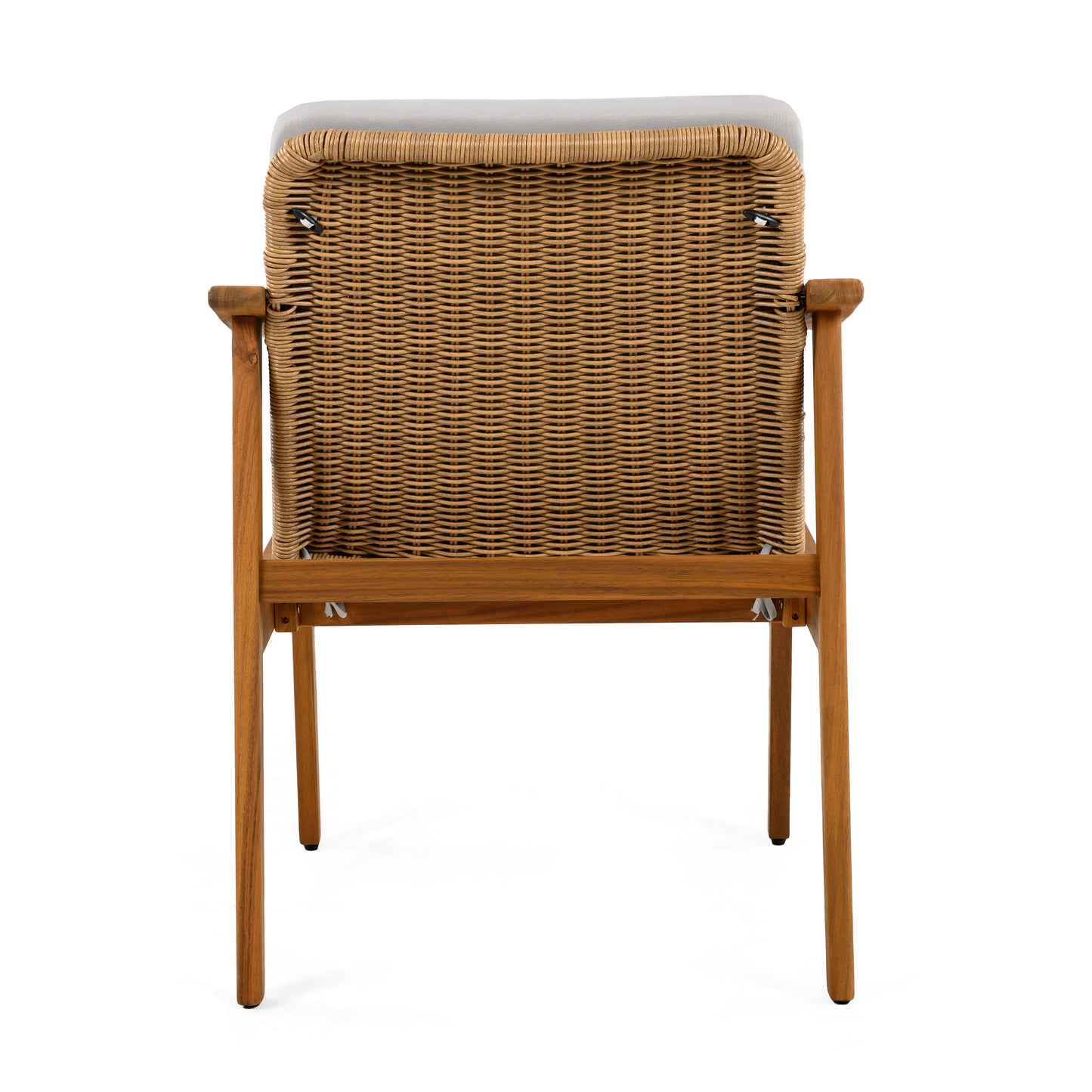 Demorivor Outdoor Dining Chairs Set of 2, Teak Color Acacia Wood Frame,Waterproof Cushion