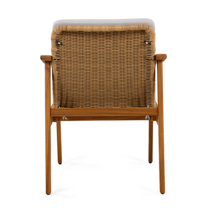 Demorivor Outdoor Dining Chairs Set of 2, Teak Color Acacia Wood Frame,Waterproof Cushion