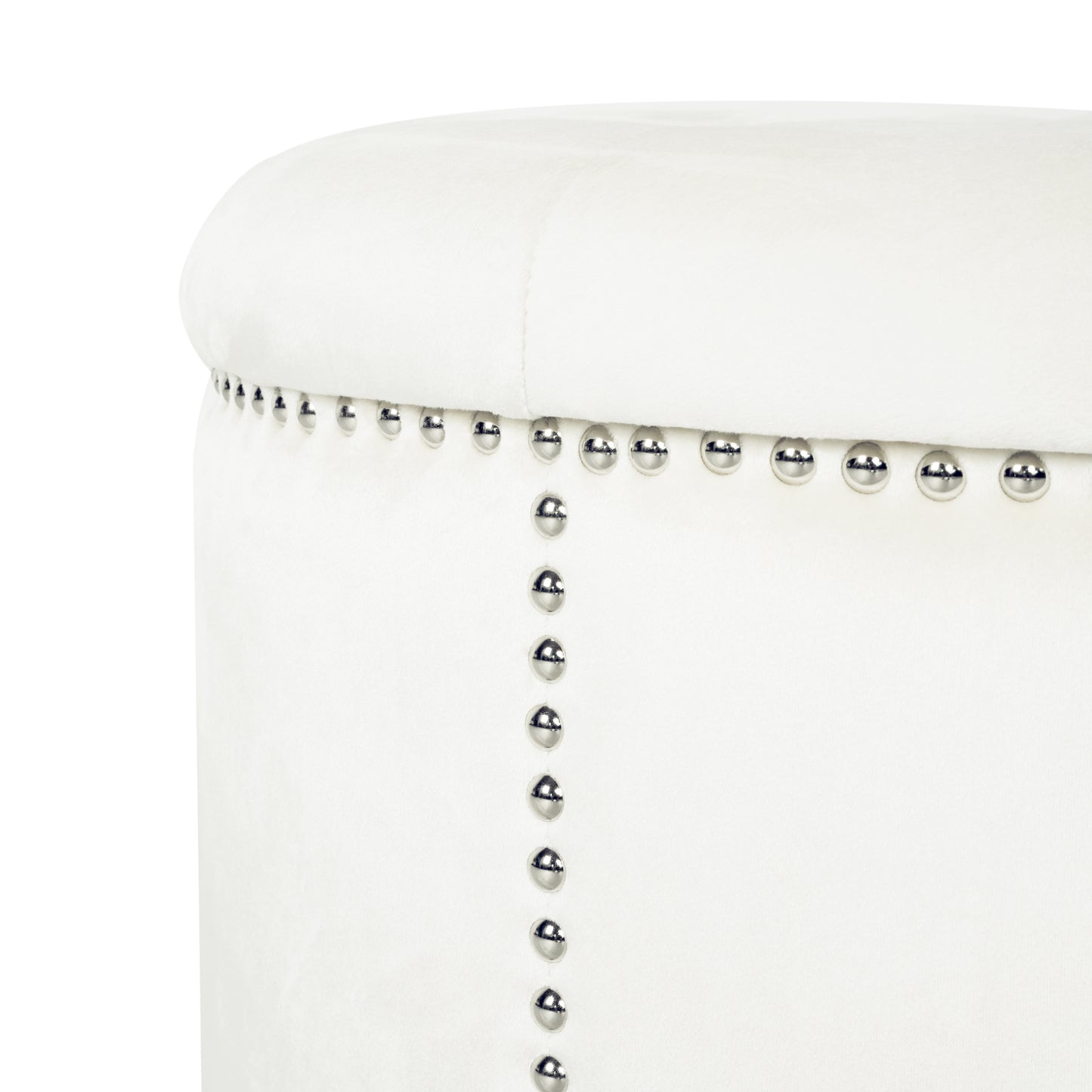 Peregrine Light luxury retro rivet decorative velvet ottoman, round cushioned stool