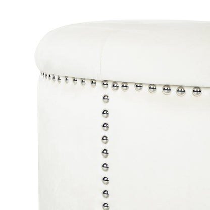 Peregrine Light luxury retro rivet decorative velvet ottoman, round cushioned stool