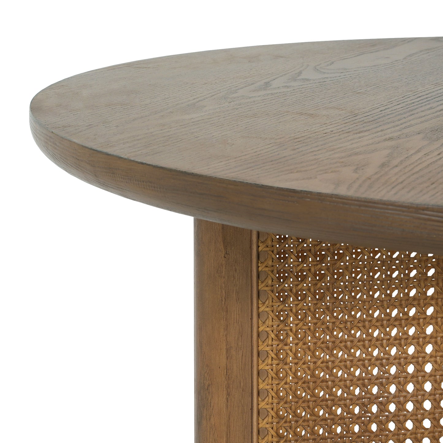 Orlenquess 32'' Rattan Coffee Table, Round Rattan Woven Wood Coffee Table