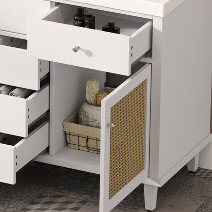 GuGuga 60" Bathroom Vanity with SMC Sink, Modern Large Storage Bathroom Storage Cabinet