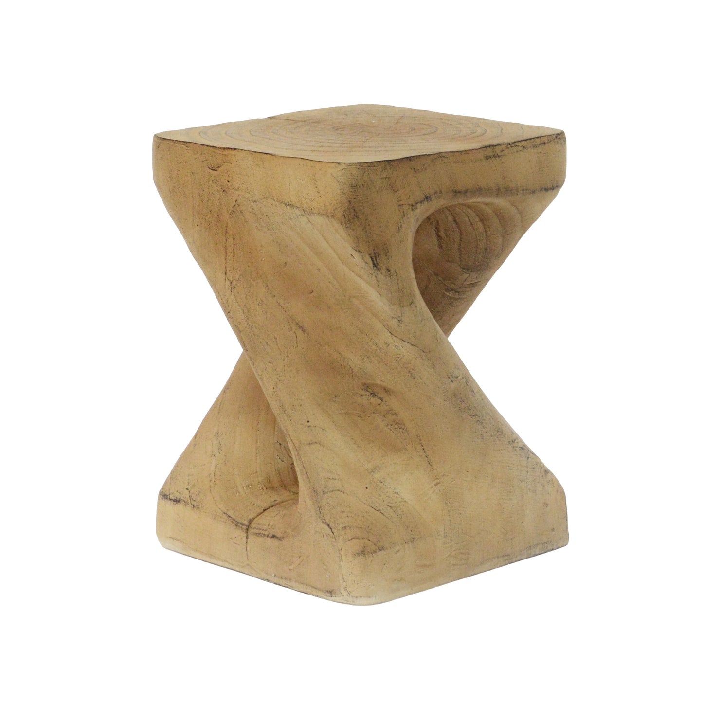 Woanar MGO Twist Shape Side Table, Wood-like texture
