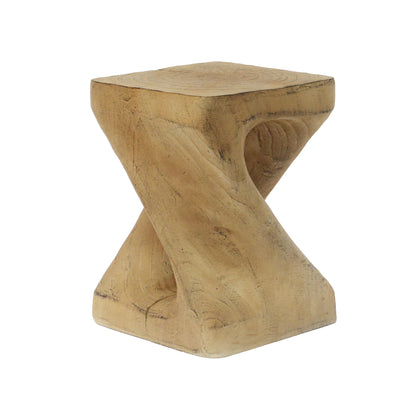 Woanar MGO Twist Shape Side Table, Wood-like texture