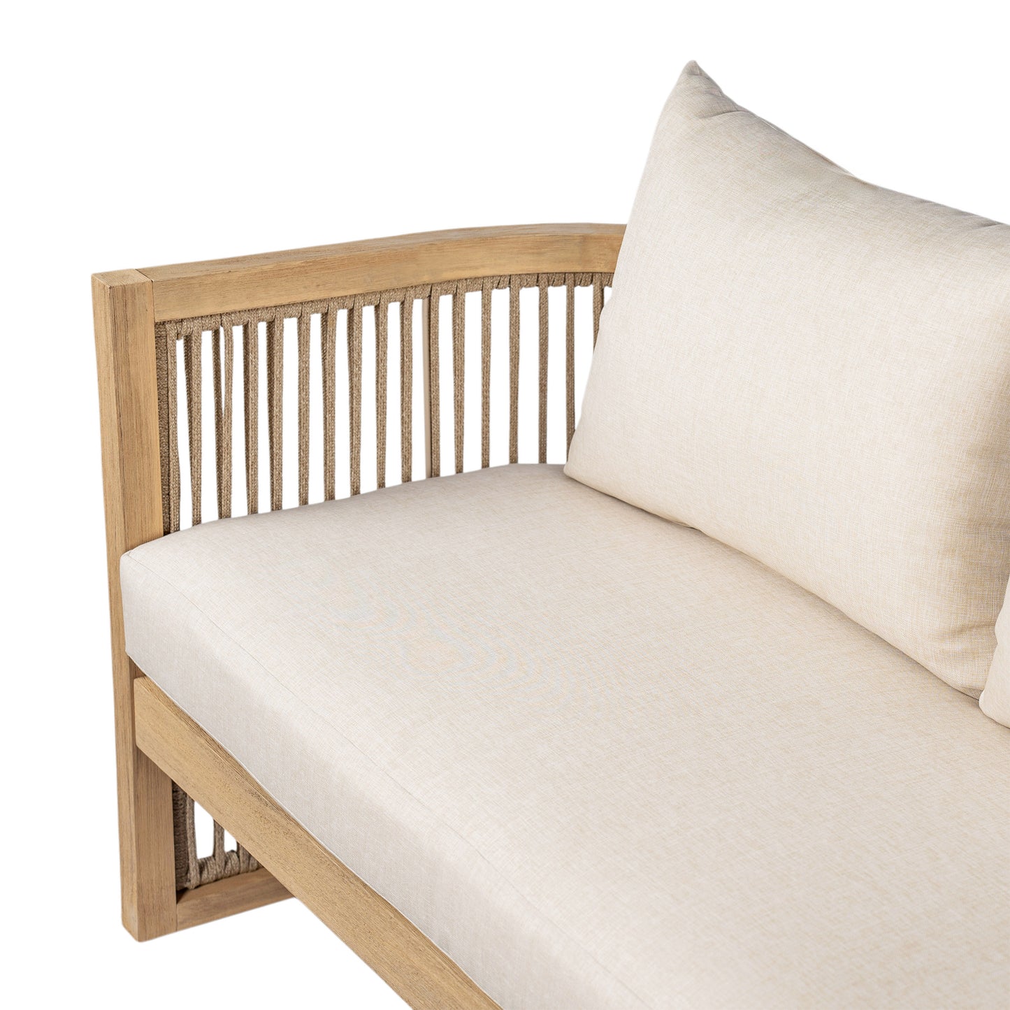 Maelrik 54.4'' Outdoor Acacia Wood Loveseat with Cushions