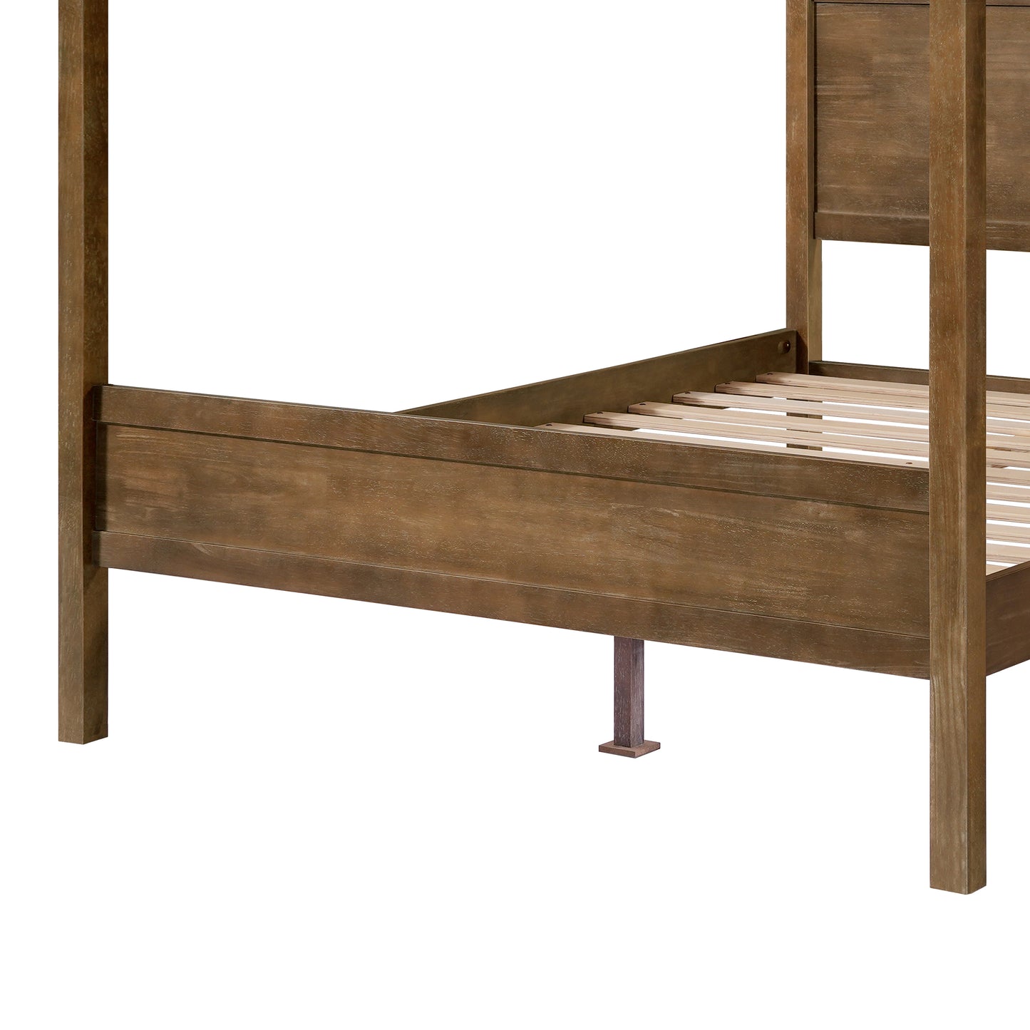 Quorcanor Queen Size Antique Oak Feature Solid Wood Canopy Bed
