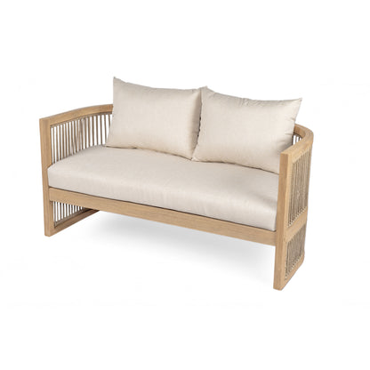 Maelrik 54.4'' Outdoor Acacia Wood Loveseat with Cushions