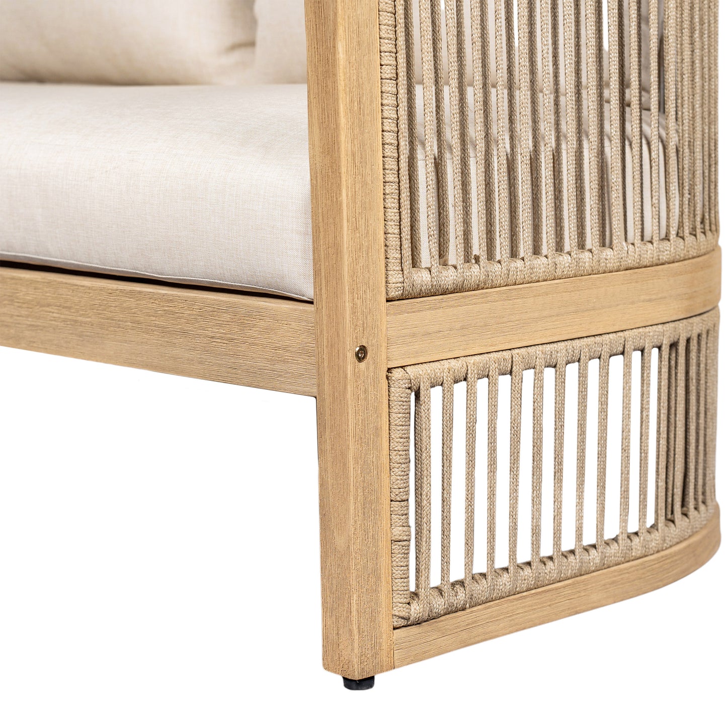 Maelrik 54.4'' Outdoor Acacia Wood Loveseat with Cushions