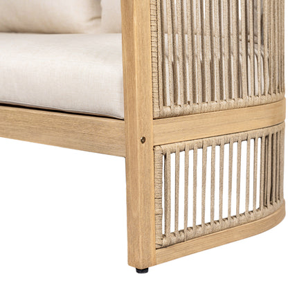 Maelrik 54.4'' Outdoor Acacia Wood Loveseat with Cushions