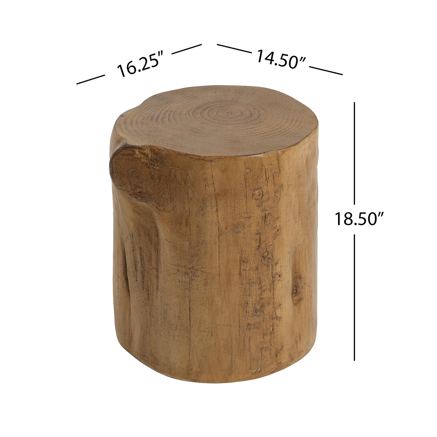 Asherdant 16.25 inch MGO Side Table, Hand-Painted Wood Stump Accent Table