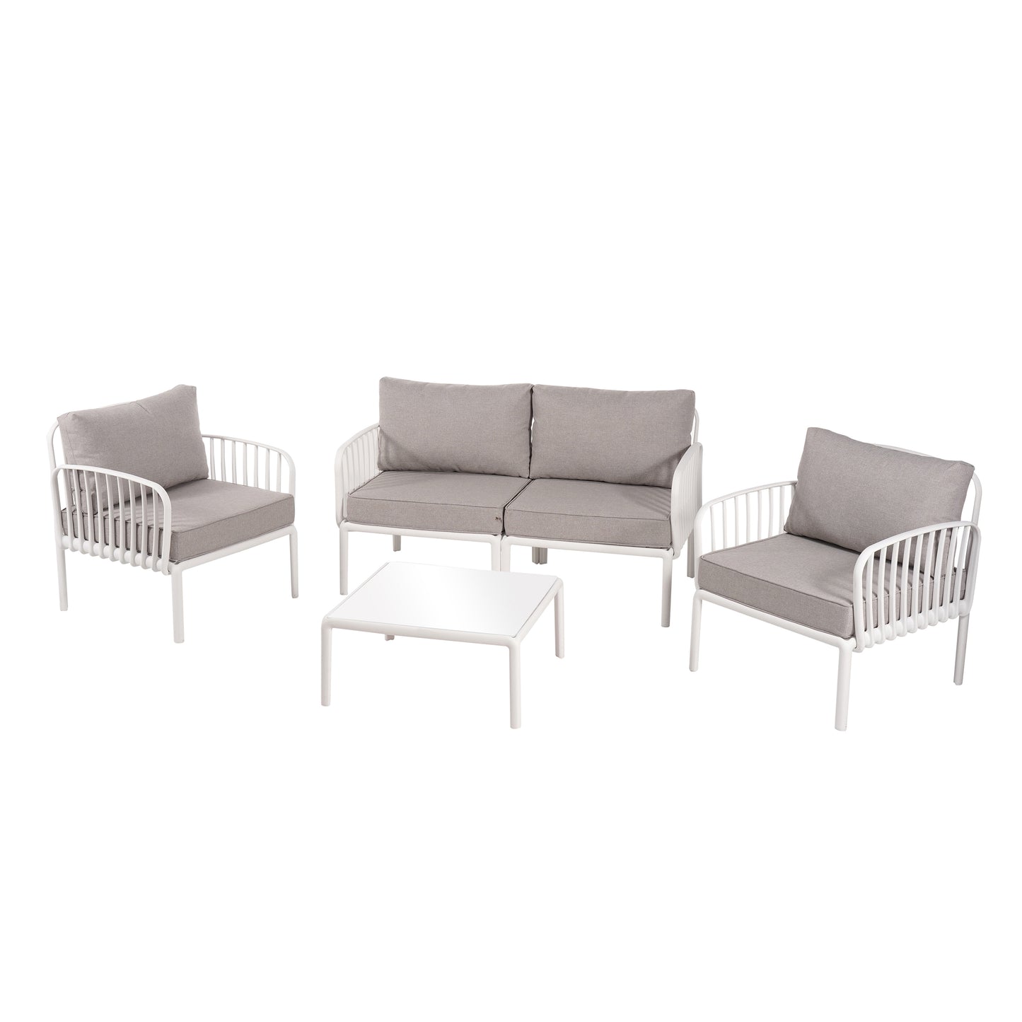 Felloral Modern Outdoor Patio Sectional Furniture Set with Square Coffee Table, Waterproof Cushion