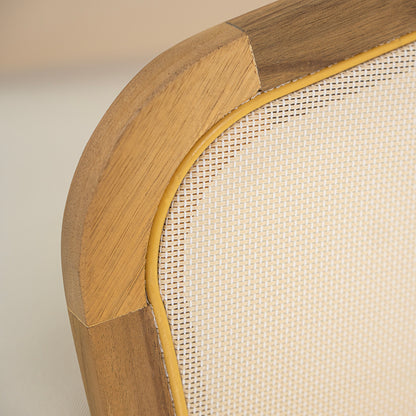 Calista Teak Finish Acacia Wood Patio Lounge Chair with Beige Cushion