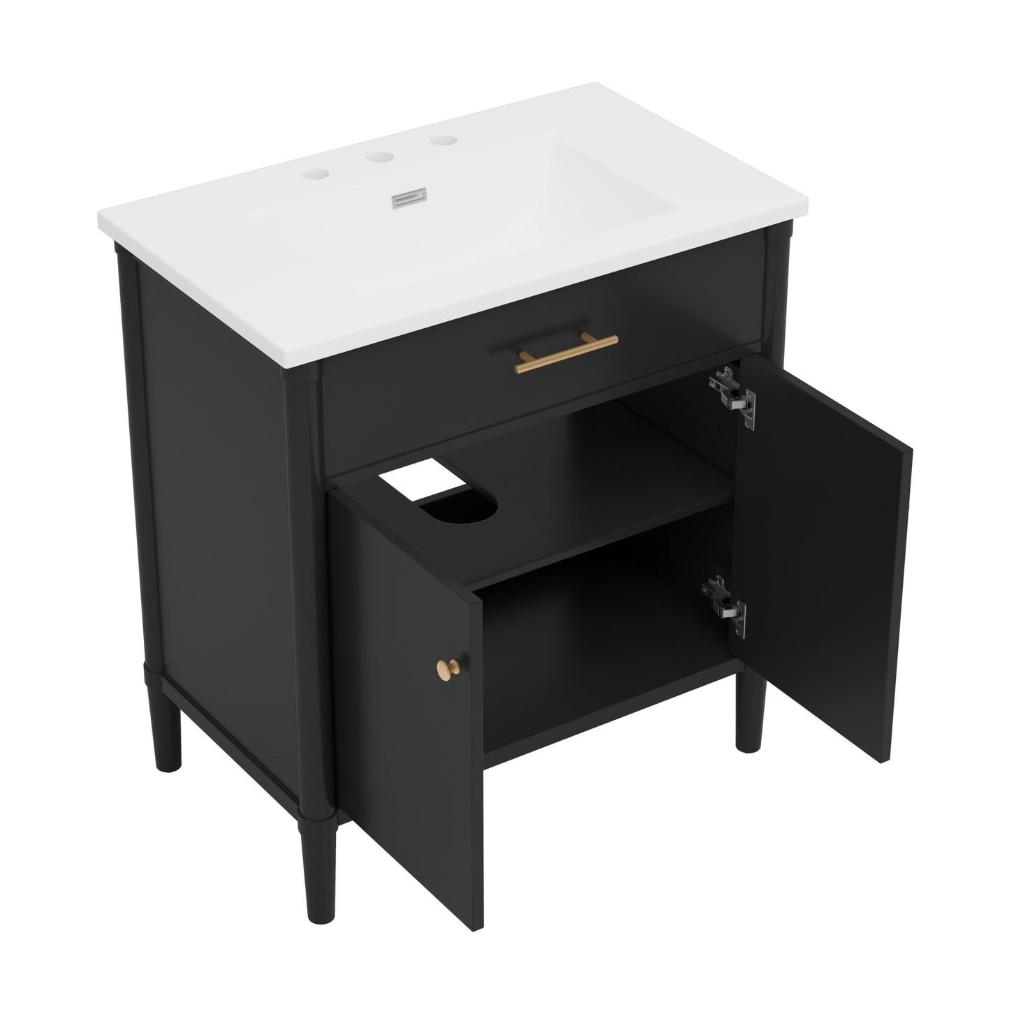 MuKi 31" Bathroom Vanity with Sink, Bathroom Cabinet with Soft Close Doors and Adjustable Shelf