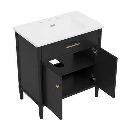 MuKi 31" Bathroom Vanity with Sink, Bathroom Cabinet with Soft Close Doors and Adjustable Shelf