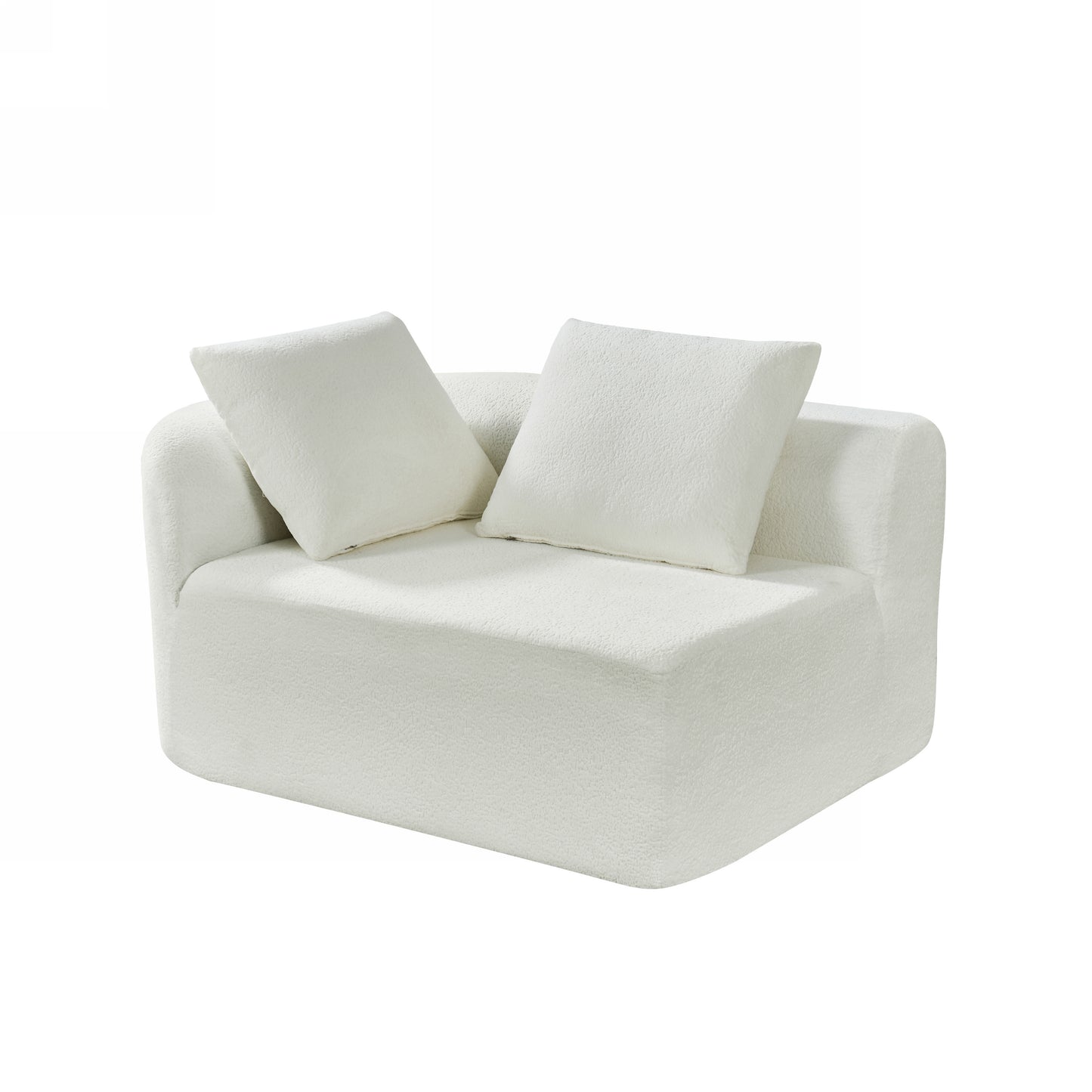 Orellar 116" Modern Curved Sectional Sofa with High-Density Fully Compressed Sponge and Chaise Lounge, Pearl Upholstery