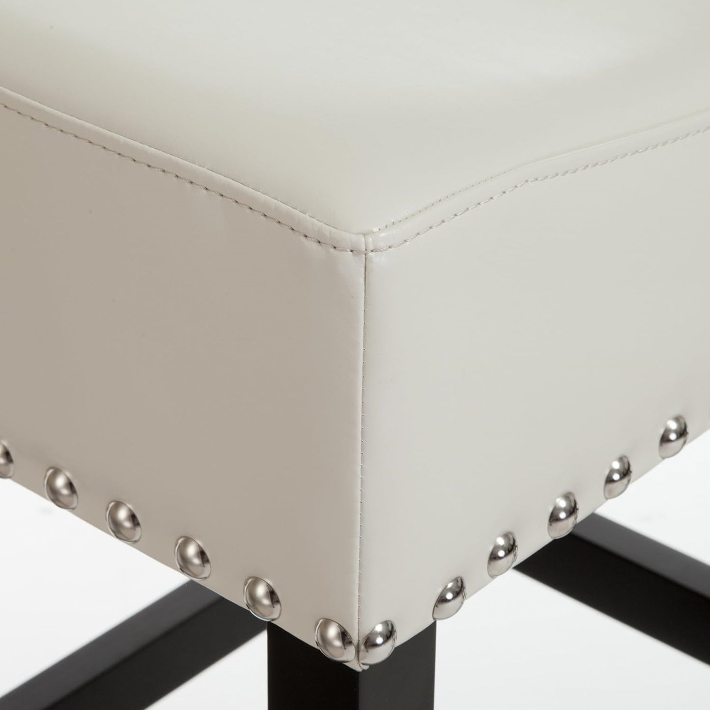 Ogden Contemporary Faux Leather 30 Inch Backless Barstool (Set of 2), Brown and Matte Black