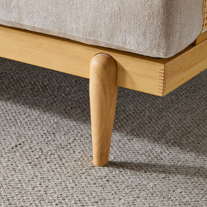 EMIR 72" Square Arm 3-Seater Sofa with Cane Rattan and Wooden Frame