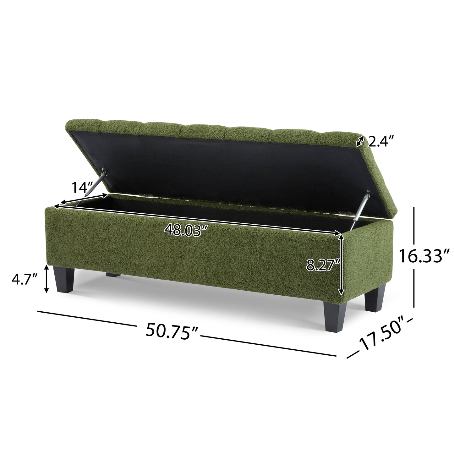 HaChe Ottoman Bench with Storage,Boucle Surface, Rubber Wood Legs, 300 lbs Capacity