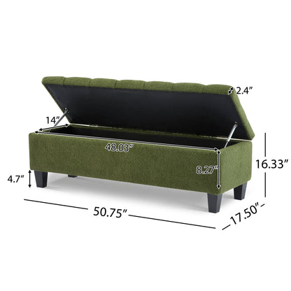 HaChe Ottoman Bench with Storage,Boucle Surface, Rubber Wood Legs, 300 lbs Capacity