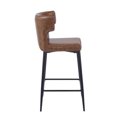 Kilburn Modern Upholstered Cushioned PU Leather Counter Stool with Footrest