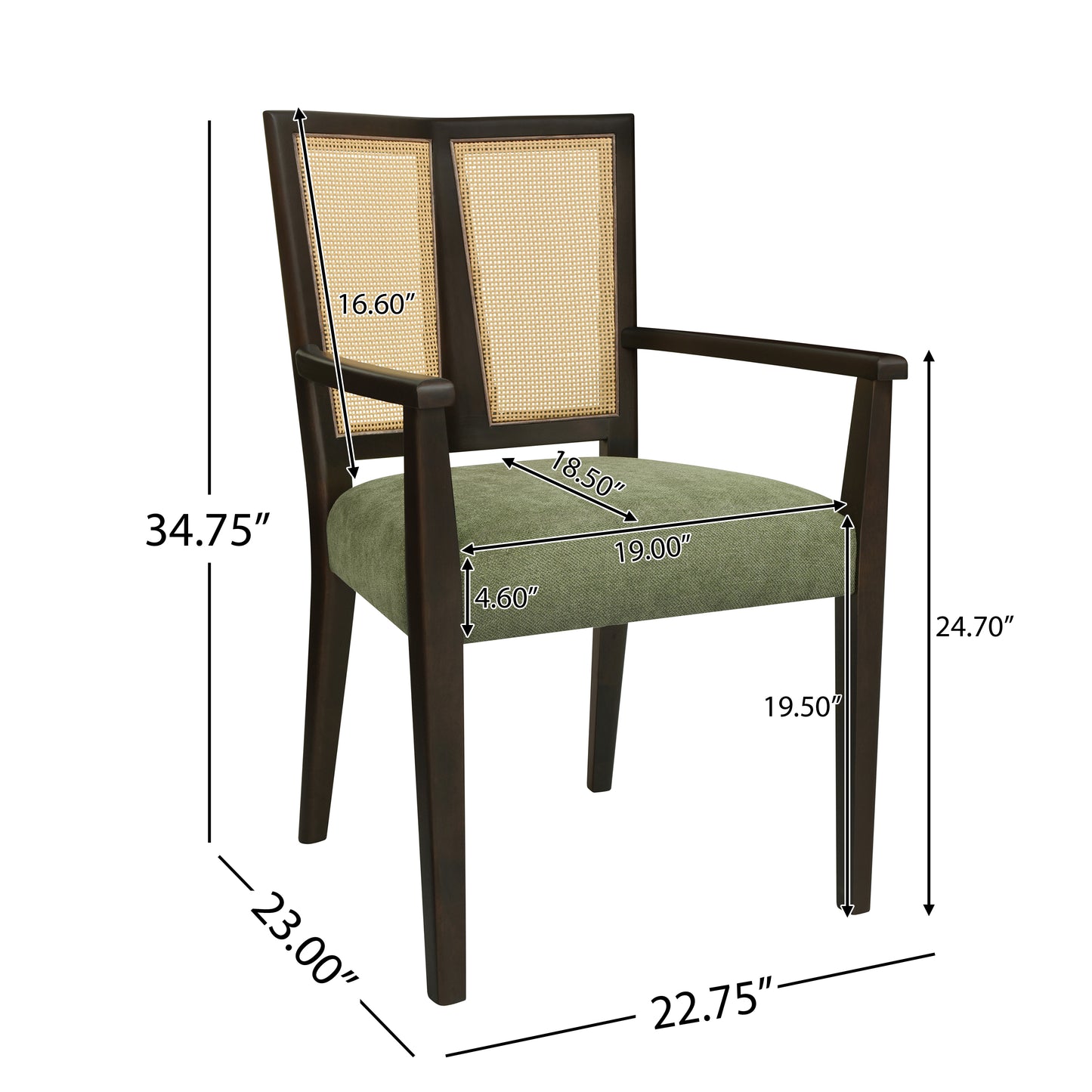 Serenal Modern Upholstered Dining Chairs with Cane Webbing,Set of 2