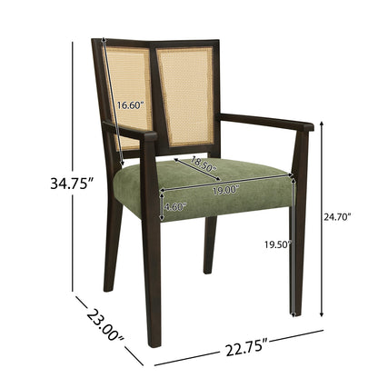 Serenal Modern Upholstered Dining Chairs with Cane Webbing,Set of 2