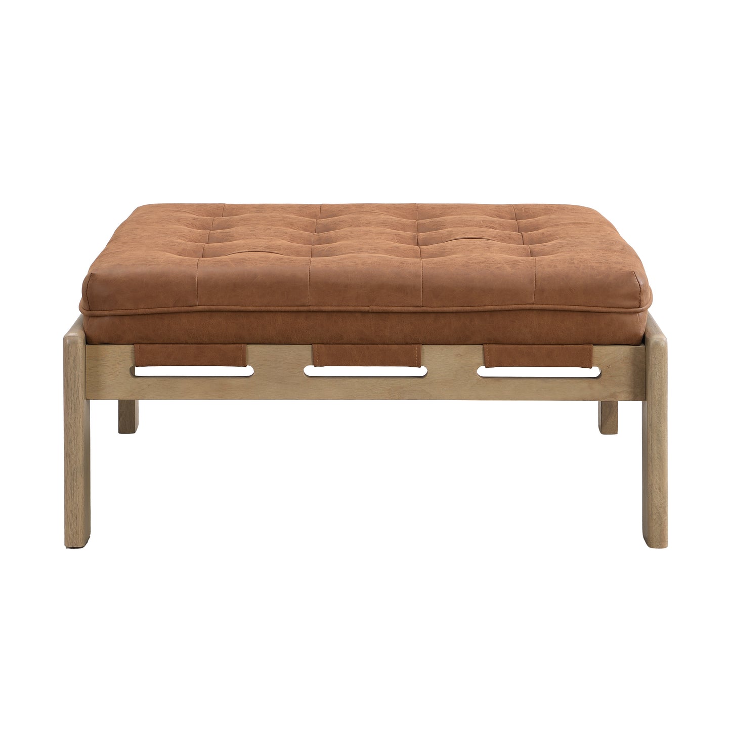 Verveia 34'' Upholstered PU Leather Square Ottoman