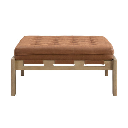 Verveia 34'' Upholstered PU Leather Square Ottoman