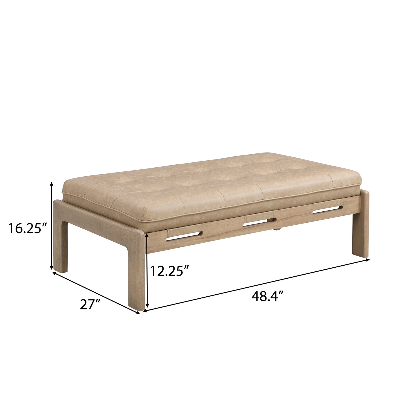 Vervewood 48.4" Upholstered PU Leather Rectangular Ottoman