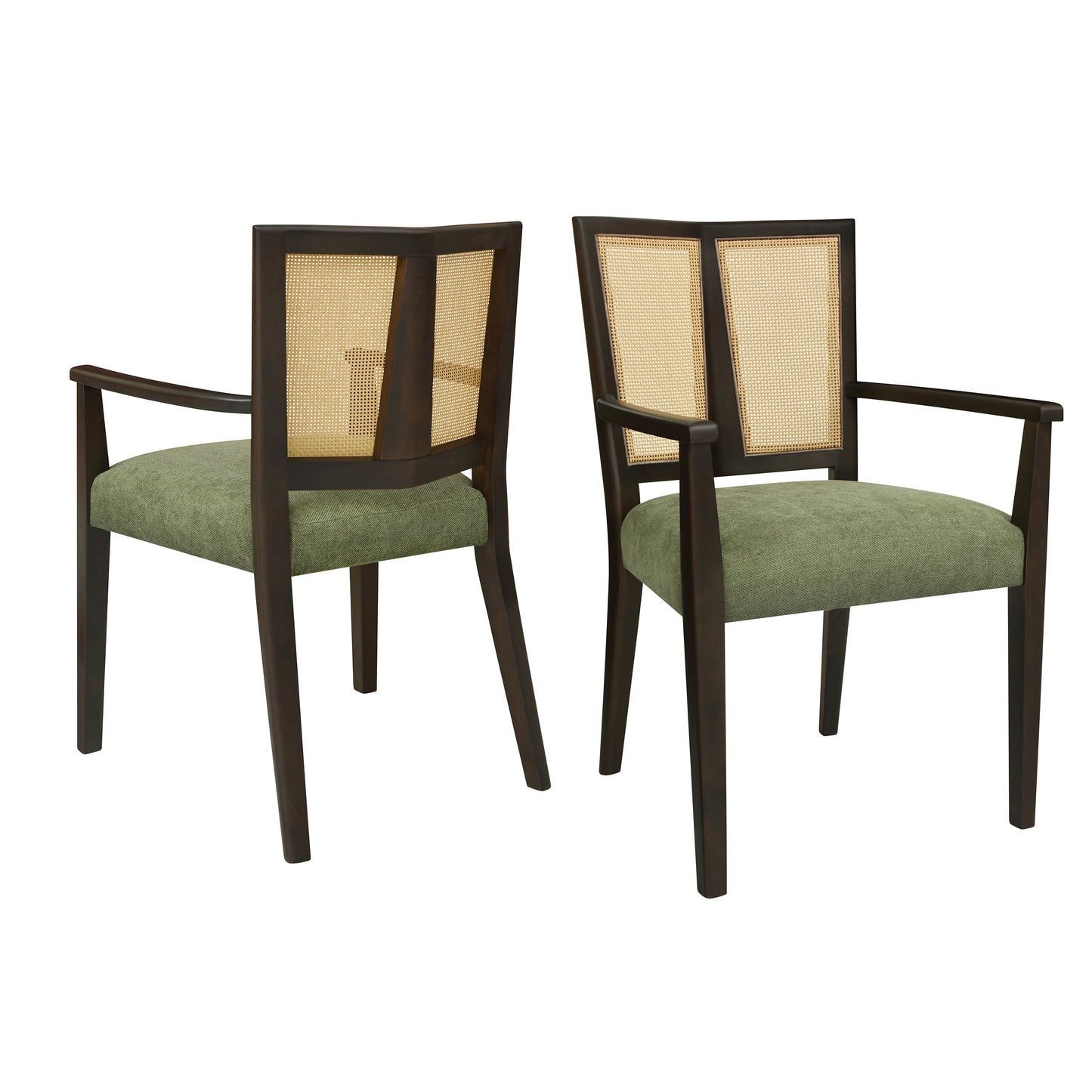 Serenal Modern Upholstered Dining Chairs with Cane Webbing,Set of 2
