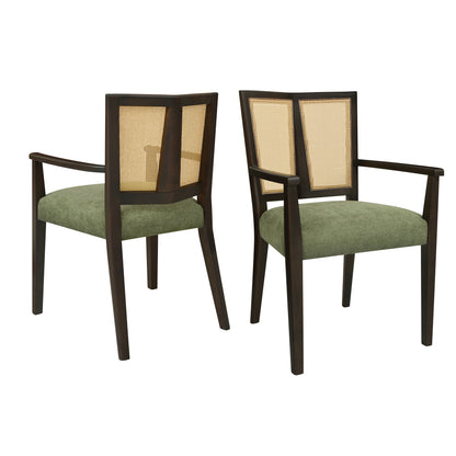 Serenal Modern Upholstered Dining Chairs with Cane Webbing,Set of 2