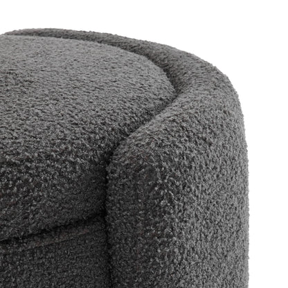 Cozy Lamb Fleece Oval Storage Ottoman Footstool Bench