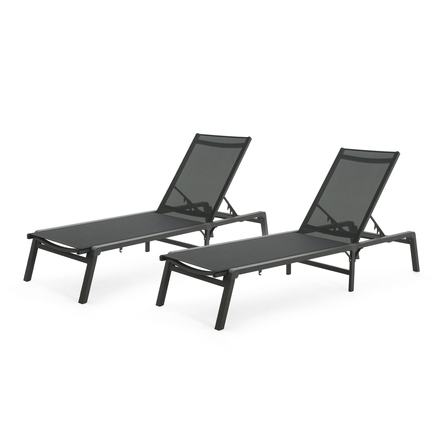 Savannah Outdoor Aluminum Folding Chaise Lounge, Set of 2